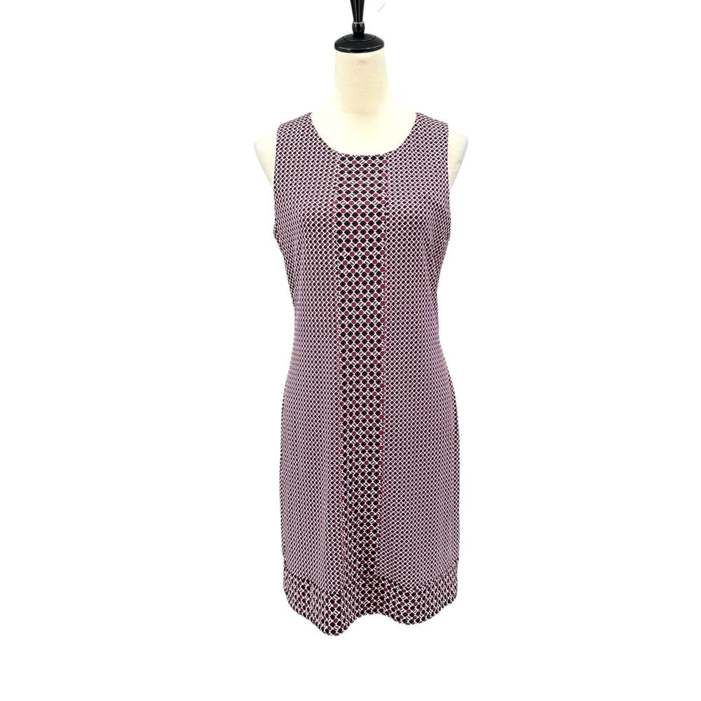 MICHAEL Michael Kors Burgundy & Black Geometric Sprint Sleeveless Spandex Dress